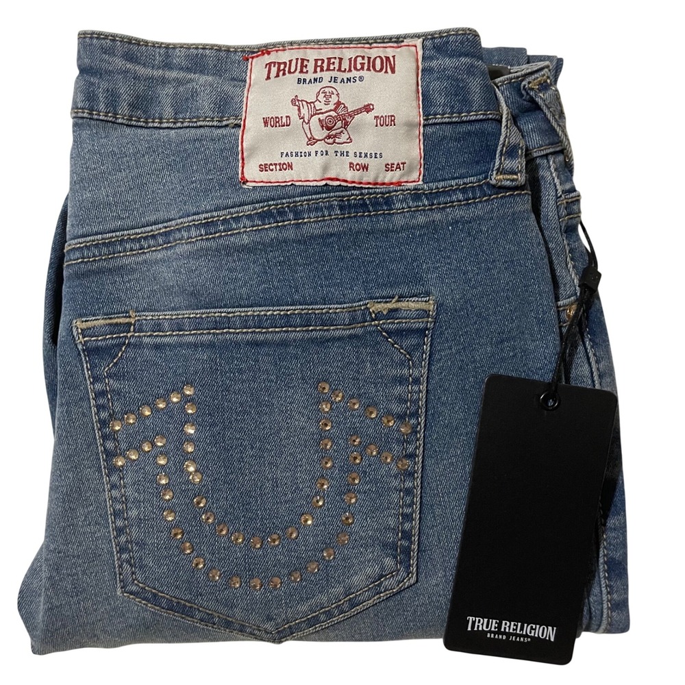 True Religion Jennie Crystal Mid Rise Super Skinny Jeans Womens Size 29 New